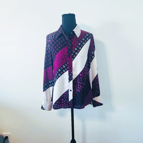 Bar III Bold Print Button-Up Blouse – Size XXS - Picture 1 of 4